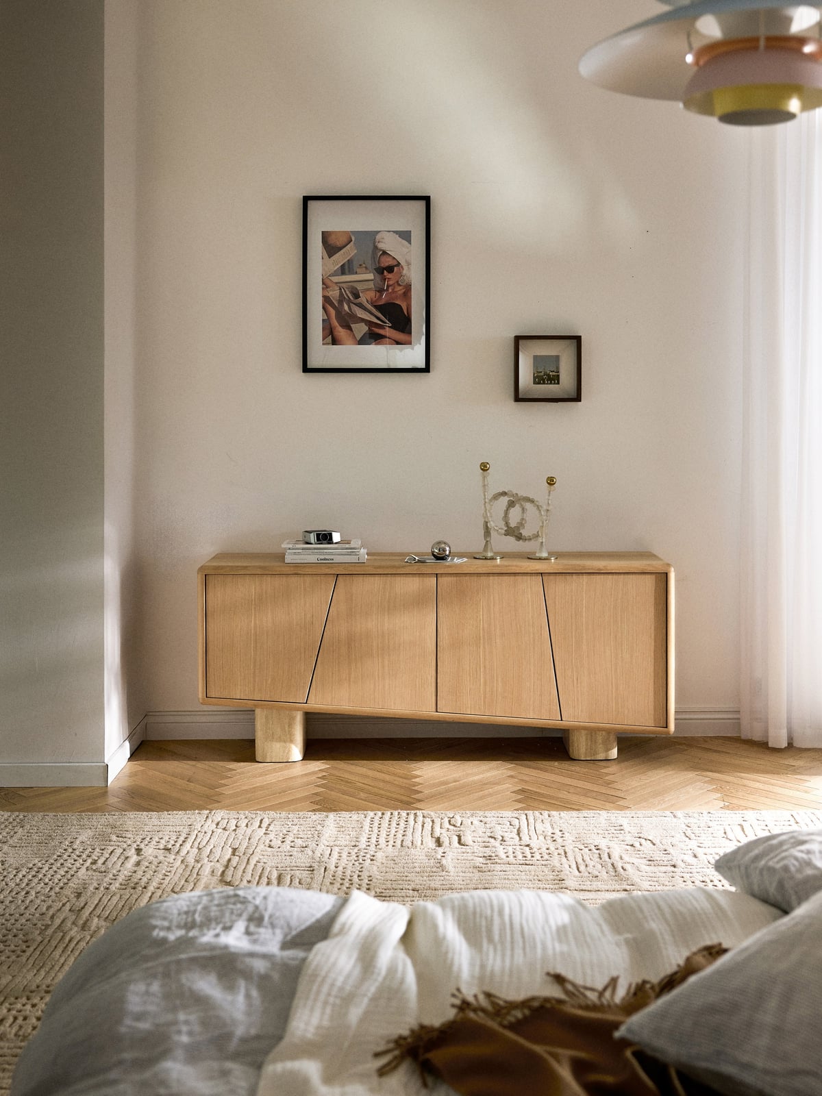 Wickham Wooden Sideboard with Travertine Legs
