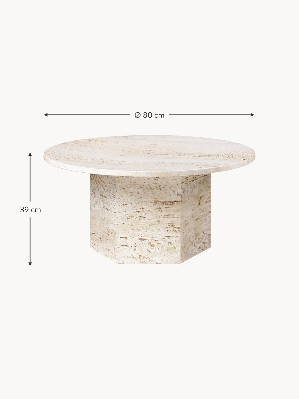Winsley Round Travertine Coffee Table