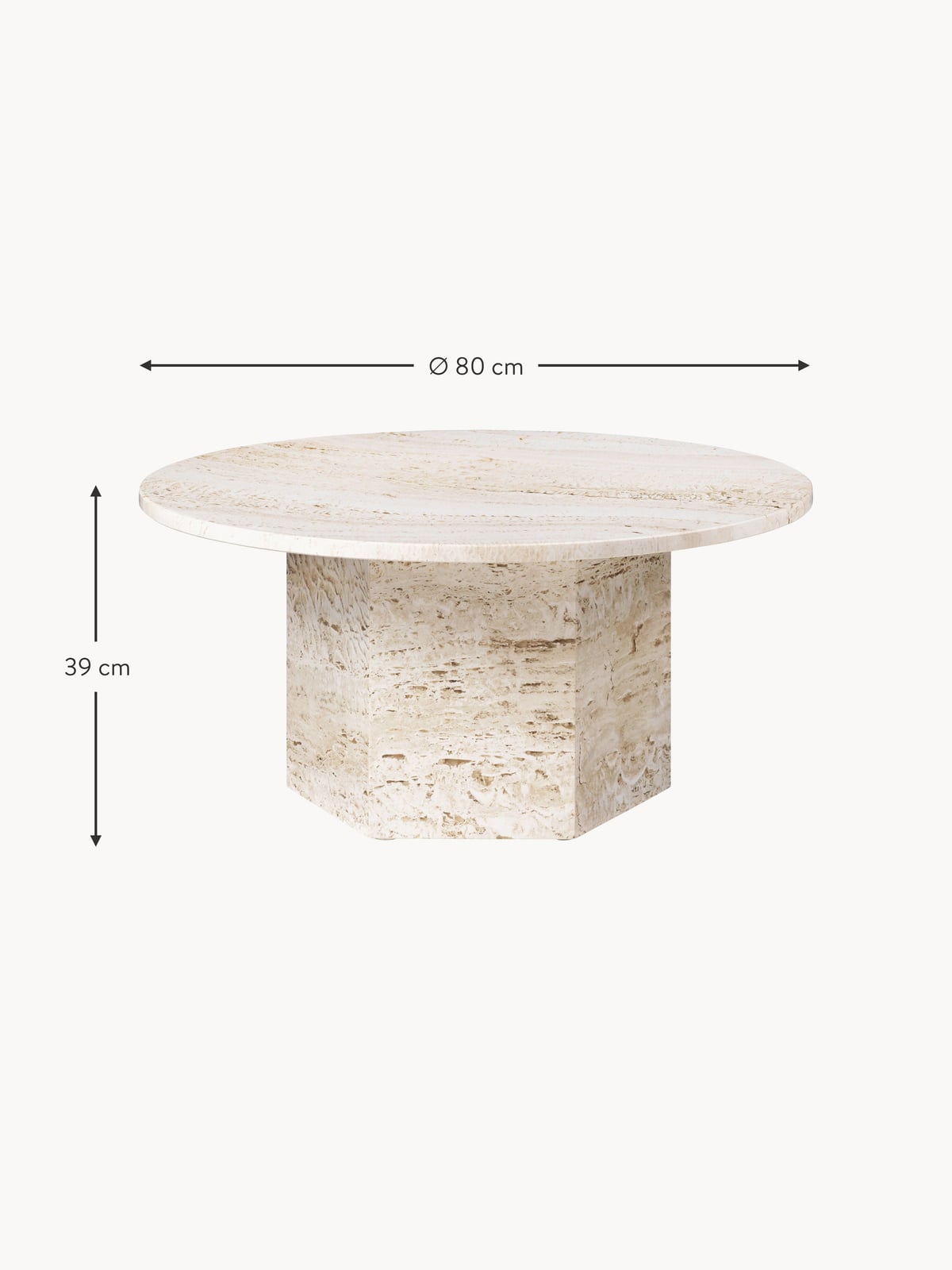 Winsley Round Travertine Coffee Table