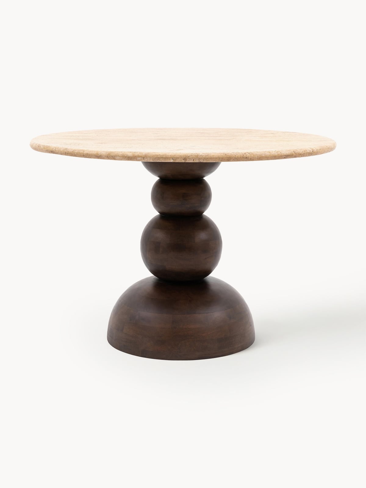 Yanwath Round Dining Table with Travertine Table Top, Ø 110 cm