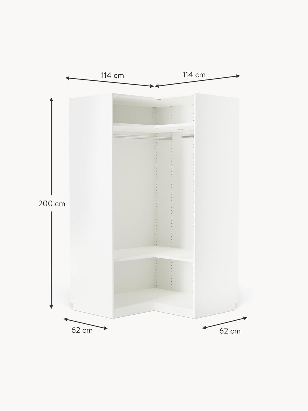 Yarburgh Modular Corner Wardrobe, 115 cm Wide