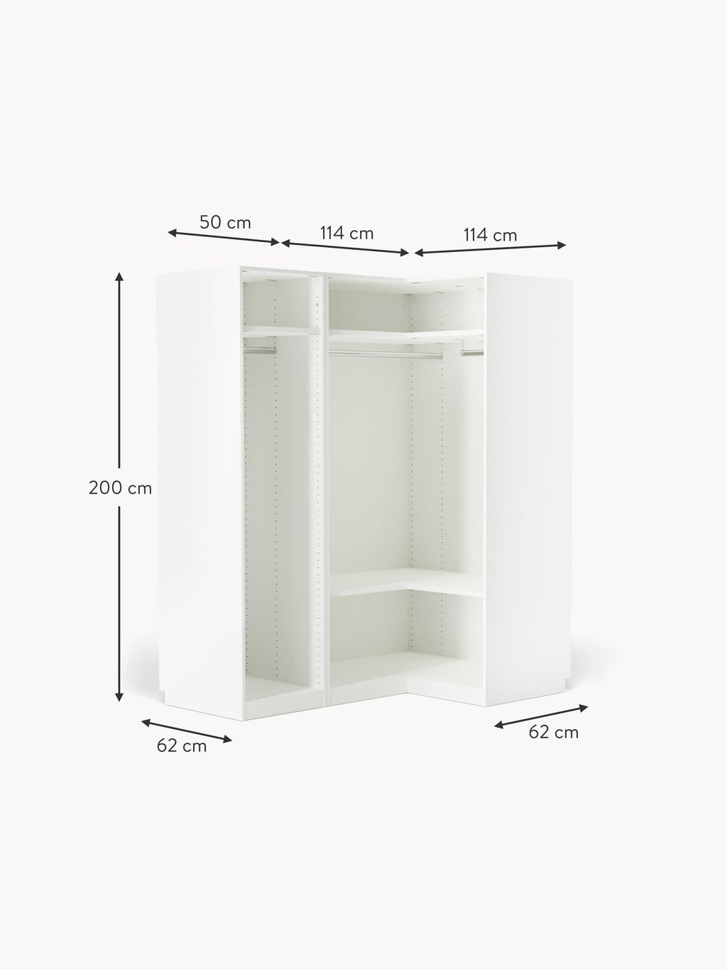 Yarburgh Modular Corner Wardrobe, 165 cm Wide, in various sizes