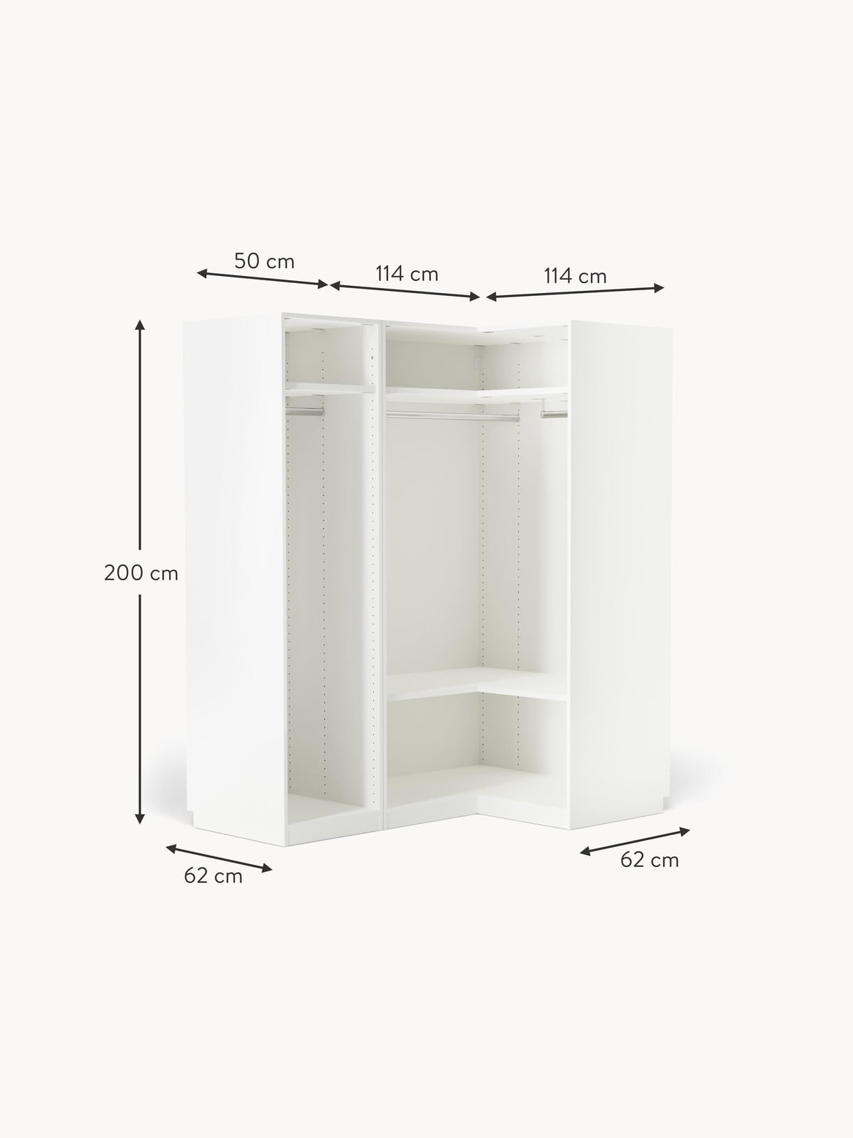 Yarburgh Modular Corner Wardrobe, 165 cm Wide, in various sizes