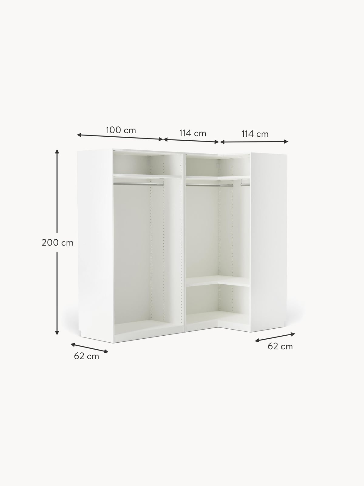 Yarburgh Modular Corner Wardrobe, 215 cm Wide, in various sizes
