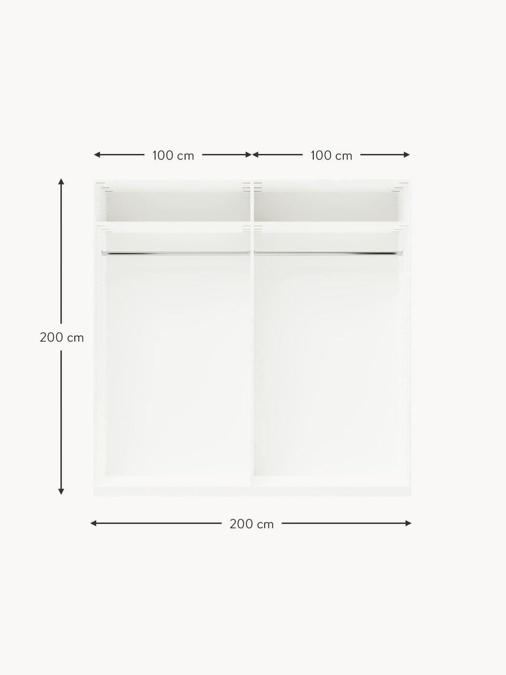 Yarburgh Modular Hinged Door Wardrobe, 200 cm Wide, in various sizes