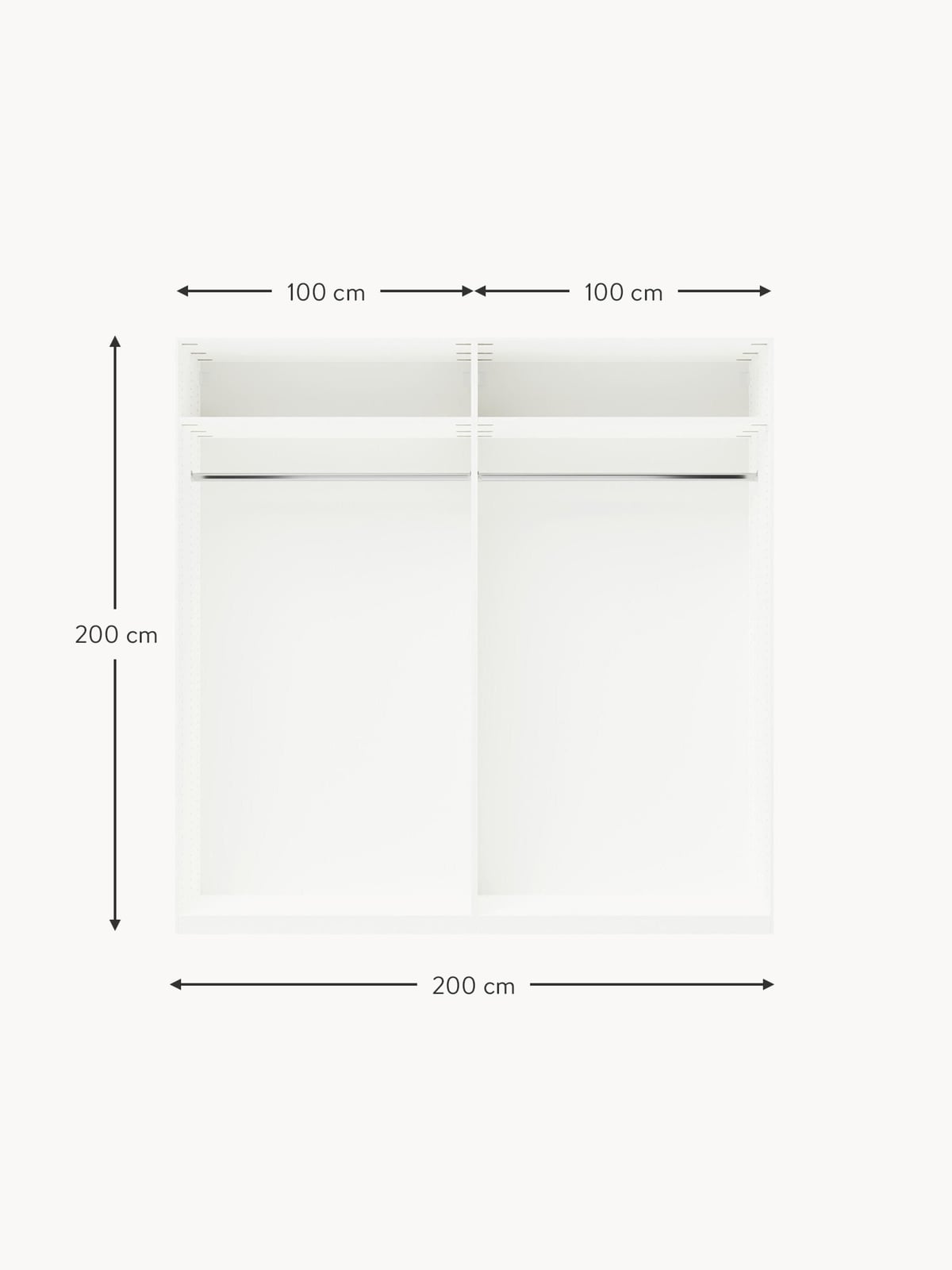 Yarburgh Modular Hinged Door Wardrobe, 200 cm Wide, in various sizes