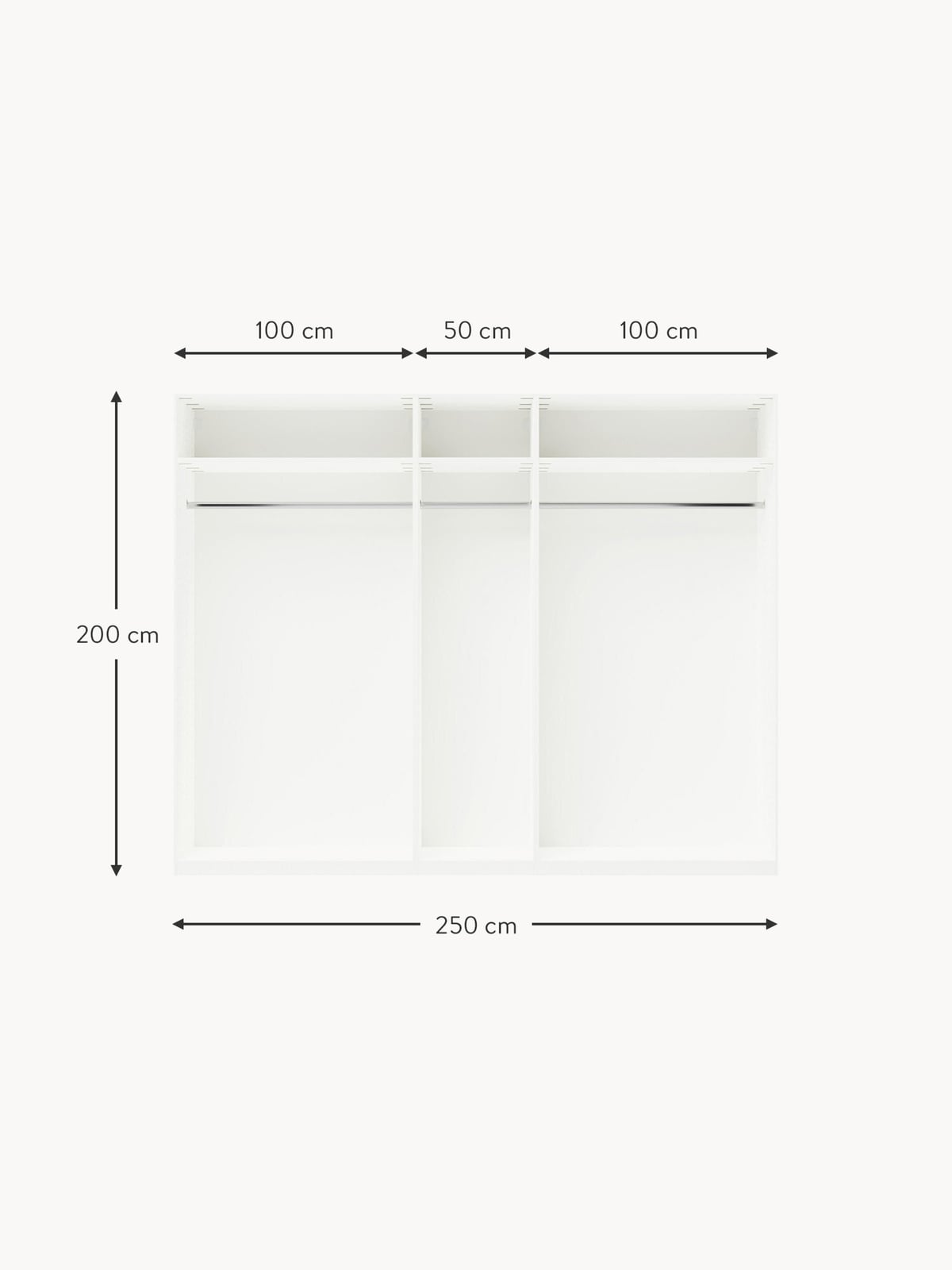 Yarburgh Modular Hinged Door Wardrobe, 250 cm Wide, in various sizes