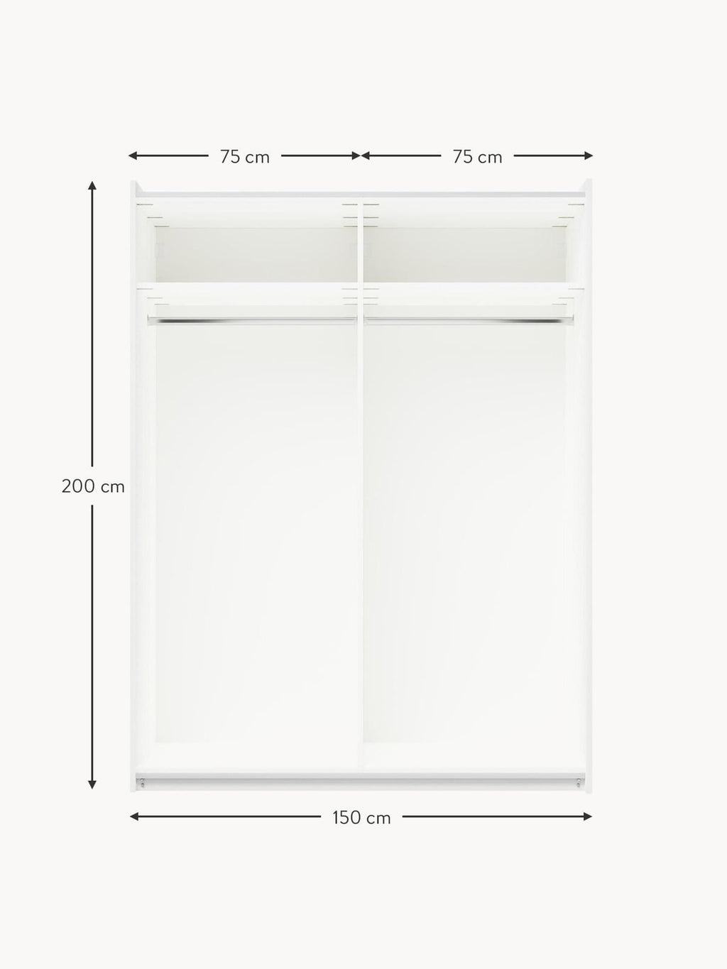 Yarburgh Modular Sliding Door Wardrobe, 150 cm Wide, in various sizes