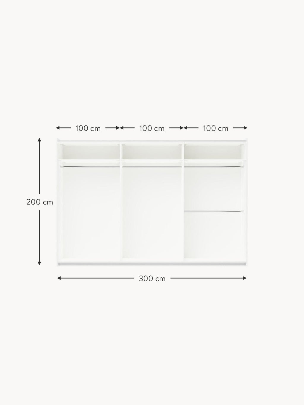 Yarburgh Modular Sliding Door Wardrobe, 300 cm Wide, in various sizes