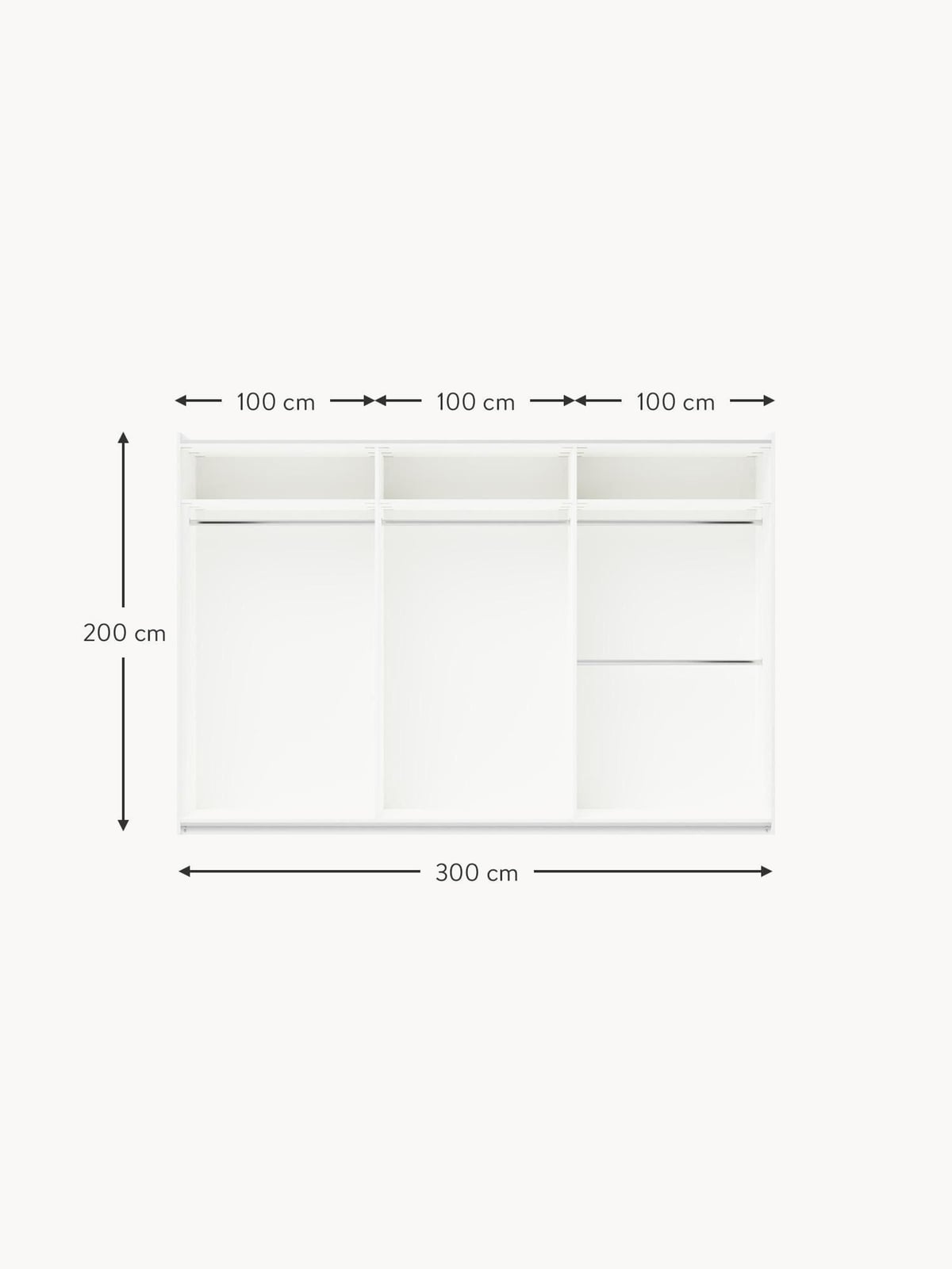 Yarburgh Modular Sliding Door Wardrobe, 300 cm Wide, in various sizes