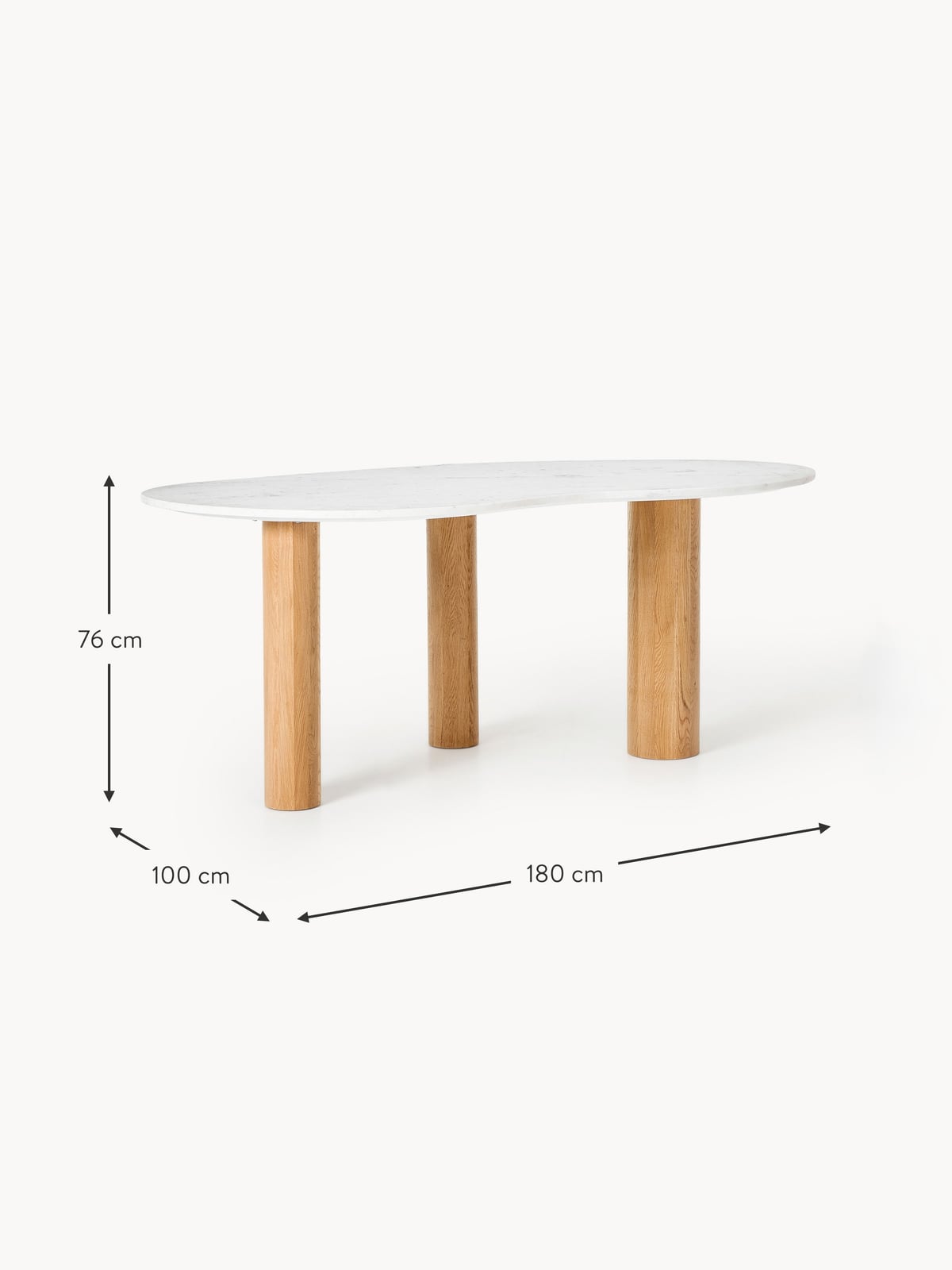 Yarmouth Organic-Shaped Marble Dining Table, in various sizes