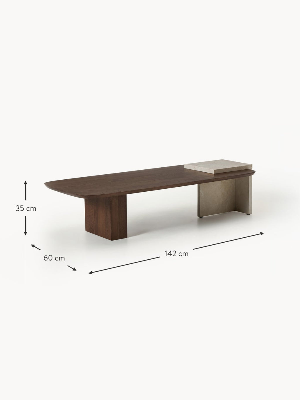 Yarnton Oak Wood and Marble Coffee Table
