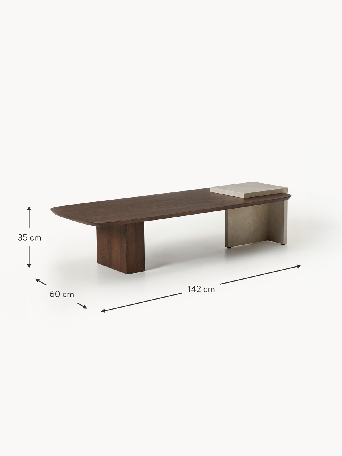 Yarnton Oak Wood and Marble Coffee Table