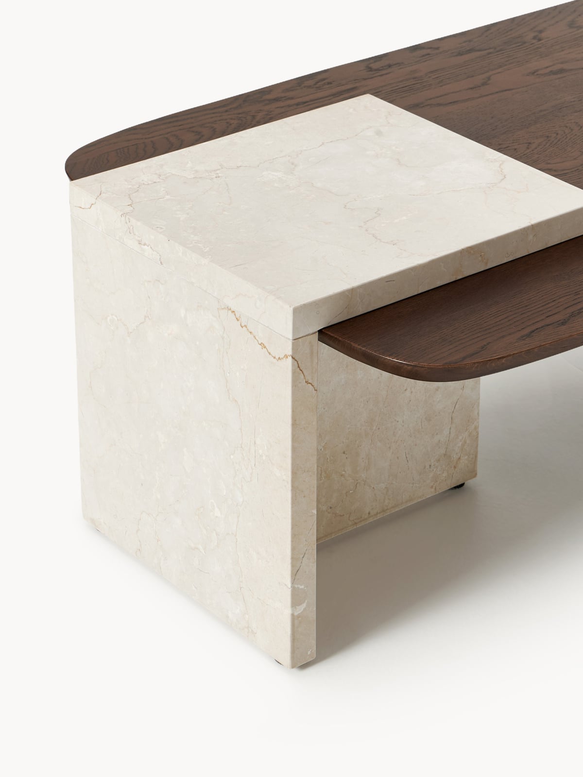 Yarnton Oak Wood and Marble Coffee Table