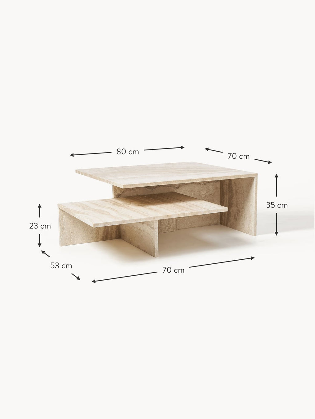 Yarrowdale Travertine Coffee Tables Distinct Grande, Set of 2